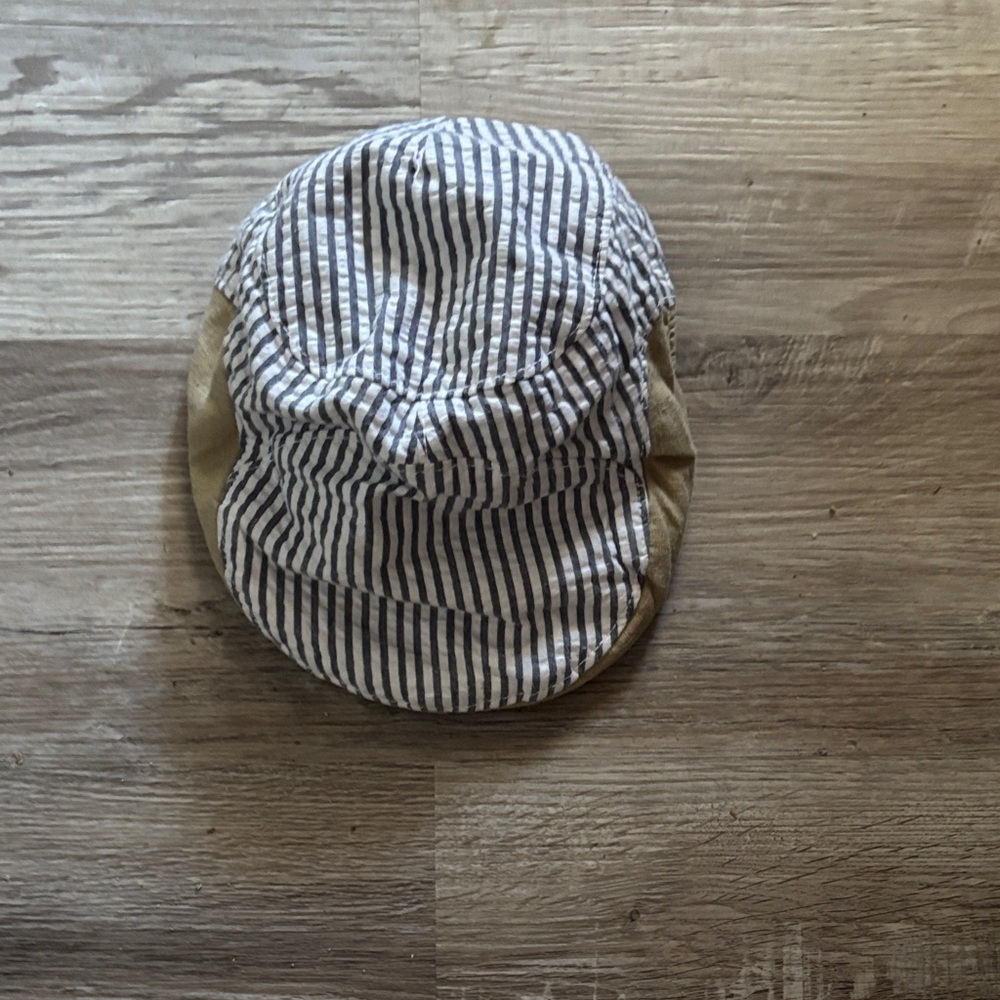 Gymboree Blue and White Striped Hat with Tan Sides
